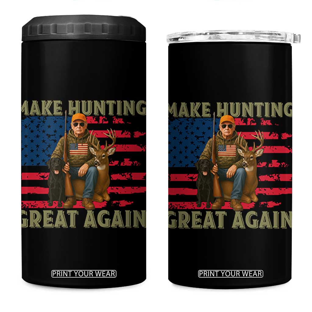 Funny Trump Deer Hunting 4 in 1 Can Cooler Tumbler Make Hunting Great Again TS12 One Size: 16 oz Black Print Your Wear