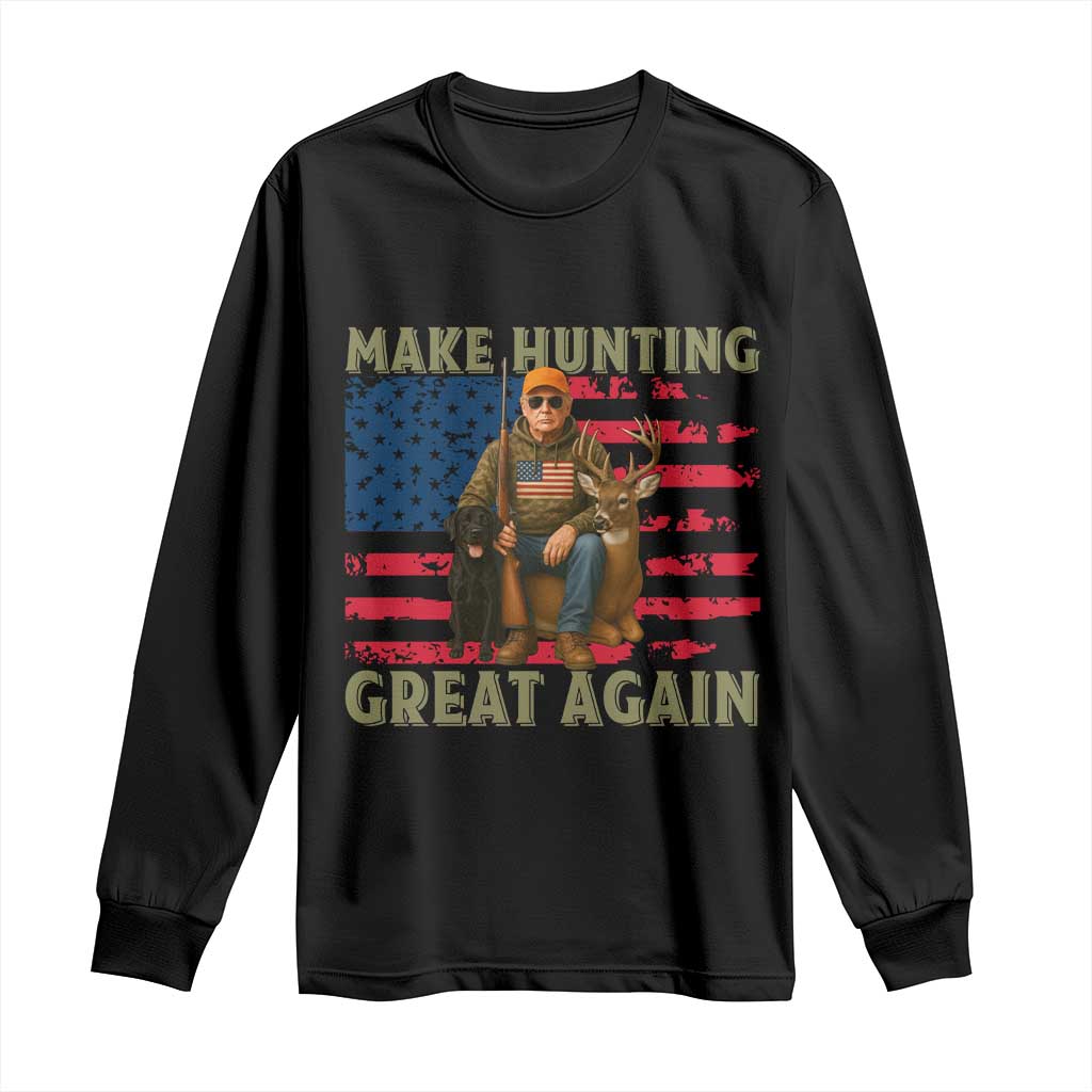 Funny Trump Deer Hunting Long Sleeve Shirt Make Hunting Great Again TS12 Black Print Your Wear