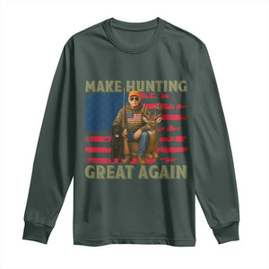 Funny Trump Deer Hunting Long Sleeve Shirt Make Hunting Great Again TS12 Dark Forest Green Print Your Wear