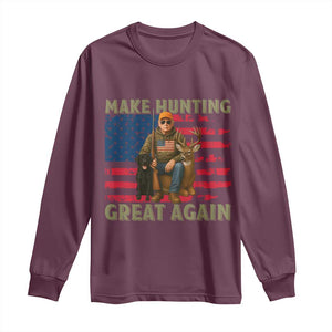 Funny Trump Deer Hunting Long Sleeve Shirt Make Hunting Great Again TS12 Maroon Print Your Wear