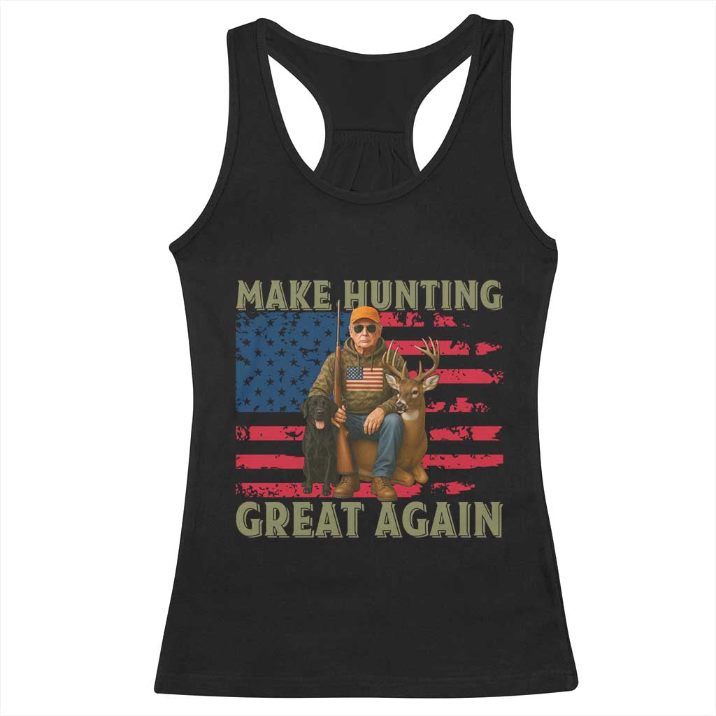 Funny Trump Deer Hunting Racerback Tank Top Make Hunting Great Again TS12 Black Print Your Wear