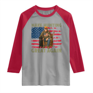 Funny Trump Deer Hunting Raglan Shirt Make Hunting Great Again TS12 Sport Gray Red Print Your Wear