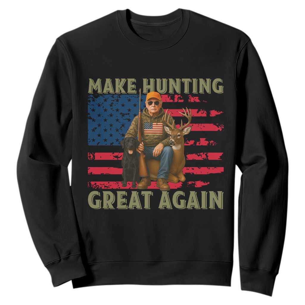 Funny Trump Deer Hunting Sweatshirt Make Hunting Great Again TS12 Black Print Your Wear