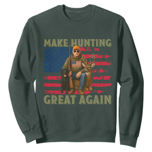 Funny Trump Deer Hunting Sweatshirt Make Hunting Great Again TS12 Dark Forest Green Print Your Wear
