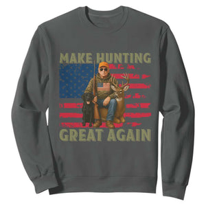 Funny Trump Deer Hunting Sweatshirt Make Hunting Great Again TS12 Dark Heather Print Your Wear