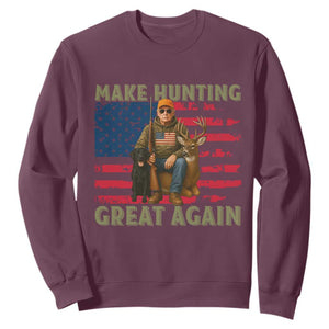 Funny Trump Deer Hunting Sweatshirt Make Hunting Great Again TS12 Maroon Print Your Wear