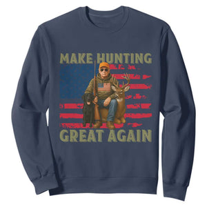 Funny Trump Deer Hunting Sweatshirt Make Hunting Great Again TS12 Navy Print Your Wear