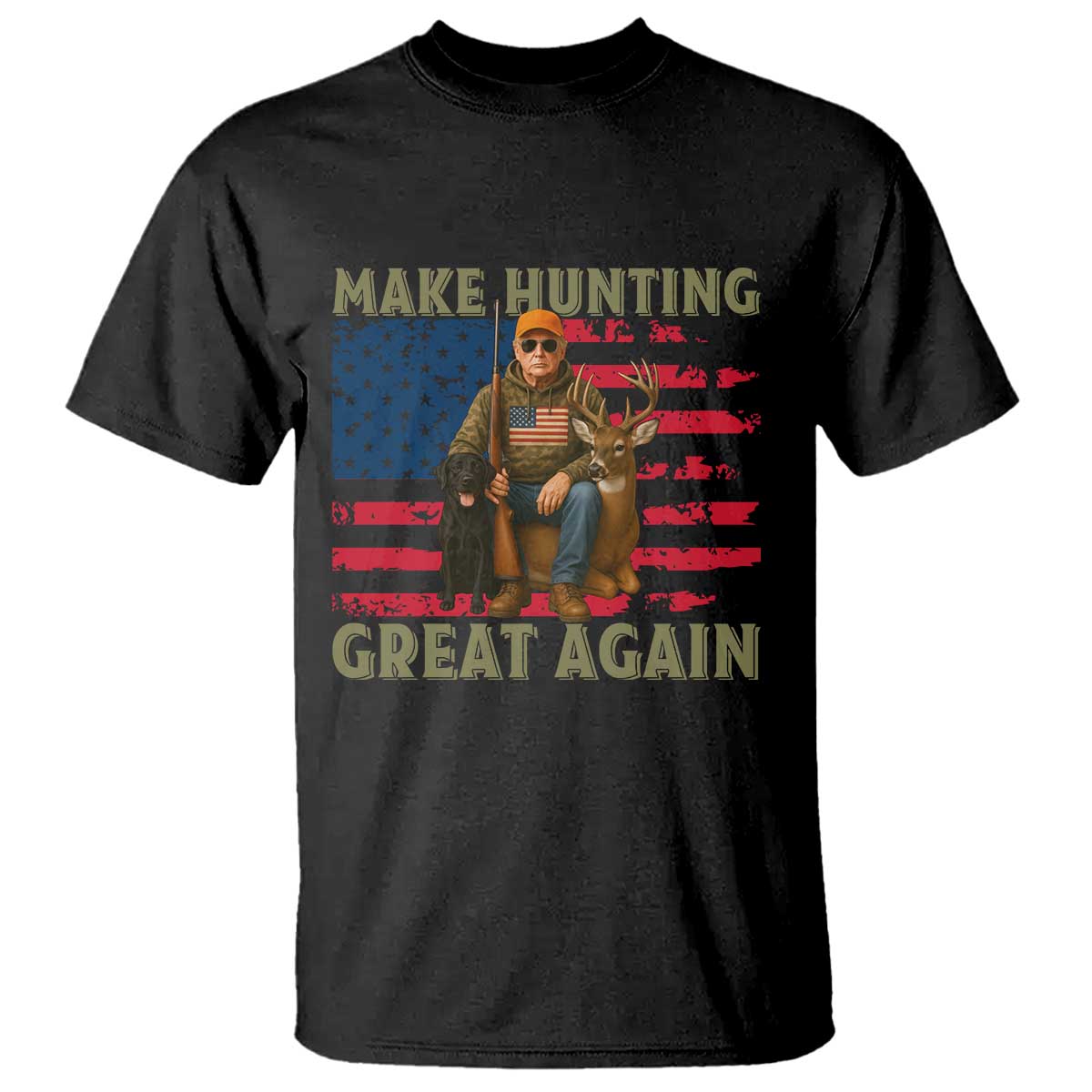 Funny Trump Deer Hunting T Shirt Make Hunting Great Again TS12 Black Print Your Wear