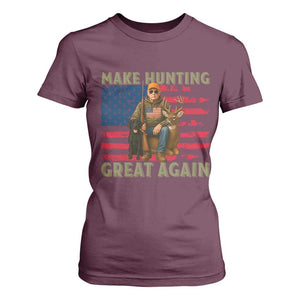 Funny Trump Deer Hunting T Shirt For Women Make Hunting Great Again TS12 Maroon Print Your Wear