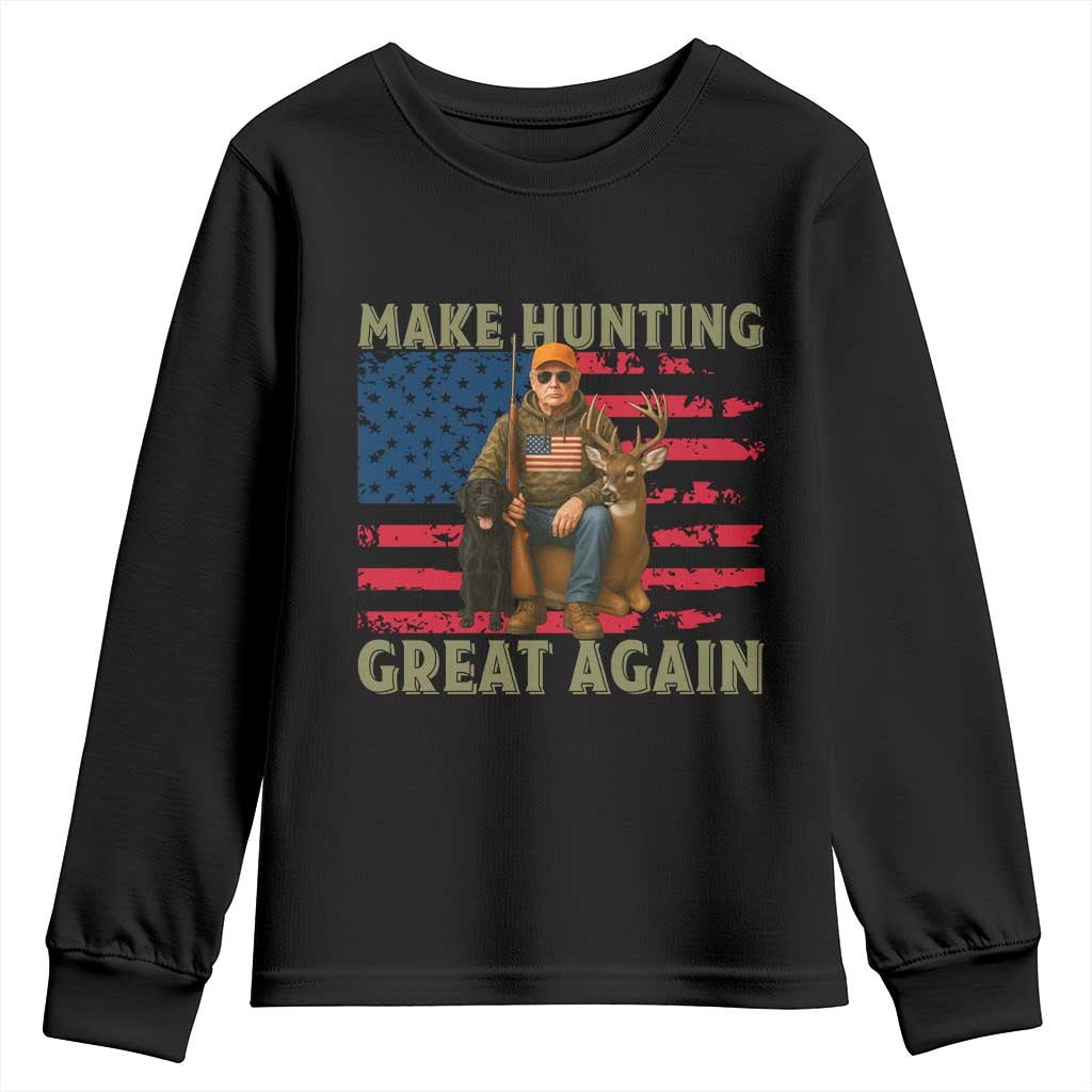 Funny Trump Deer Hunting Youth Sweatshirt Make Hunting Great Again TS12 Black Print Your Wear