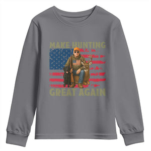 Funny Trump Deer Hunting Youth Sweatshirt Make Hunting Great Again TS12 Charcoal Print Your Wear