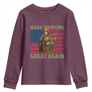 Funny Trump Deer Hunting Youth Sweatshirt Make Hunting Great Again TS12 Maroon Print Your Wear