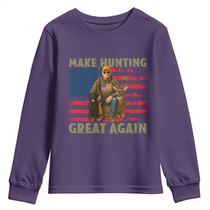 Funny Trump Deer Hunting Youth Sweatshirt Make Hunting Great Again TS12 Purple Print Your Wear