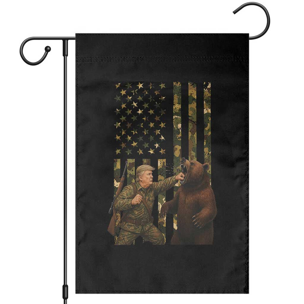 Funny Trump Vs Bear Showdown Garden Flag American Flag Hunter Gift TS12 Black Print Your Wear