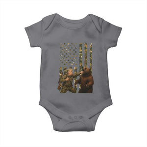 Funny Trump Vs Bear Showdown Baby Onesie American Flag Hunter Gift TS12 Charcoal Print Your Wear
