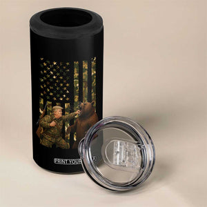 Funny Trump Vs Bear Showdown 4 in 1 Can Cooler Tumbler American Flag Hunter Gift TS12 Print Your Wear