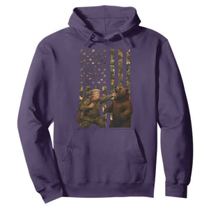 Funny Trump Vs Bear Showdown Hoodie American Flag Hunter Gift TS12 Purple Print Your Wear