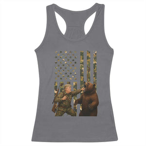 Funny Trump Vs Bear Showdown Racerback Tank Top American Flag Hunter Gift TS12 Charcoal Print Your Wear