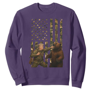 Funny Trump Vs Bear Showdown Sweatshirt American Flag Hunter Gift TS12 Purple Print Your Wear