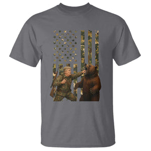 Funny Trump Vs Bear Showdown T Shirt American Flag Hunter Gift TS12 Charcoal Print Your Wear