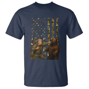 Funny Trump Vs Bear Showdown T Shirt American Flag Hunter Gift TS12 Navy Print Your Wear