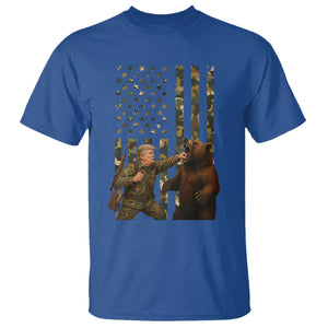 Funny Trump Vs Bear Showdown T Shirt American Flag Hunter Gift TS12 Royal Blue Print Your Wear