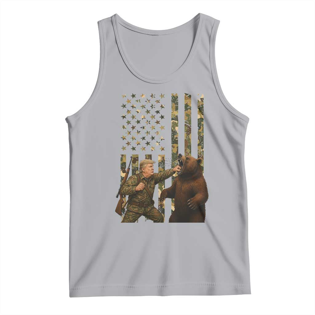 Funny Trump Vs Bear Showdown Tank Top American Flag Hunter Gift TS12 Athletic Heather Print Your Wear
