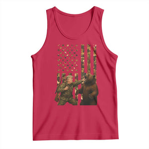 Funny Trump Vs Bear Showdown Tank Top American Flag Hunter Gift TS12 Red Print Your Wear
