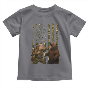 Funny Trump Vs Bear Showdown Toddler T Shirt American Flag Hunter Gift TS12 Charcoal Print Your Wear