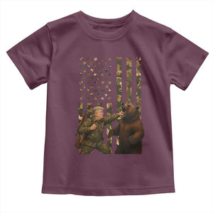 Funny Trump Vs Bear Showdown Toddler T Shirt American Flag Hunter Gift TS12 Maroon Print Your Wear