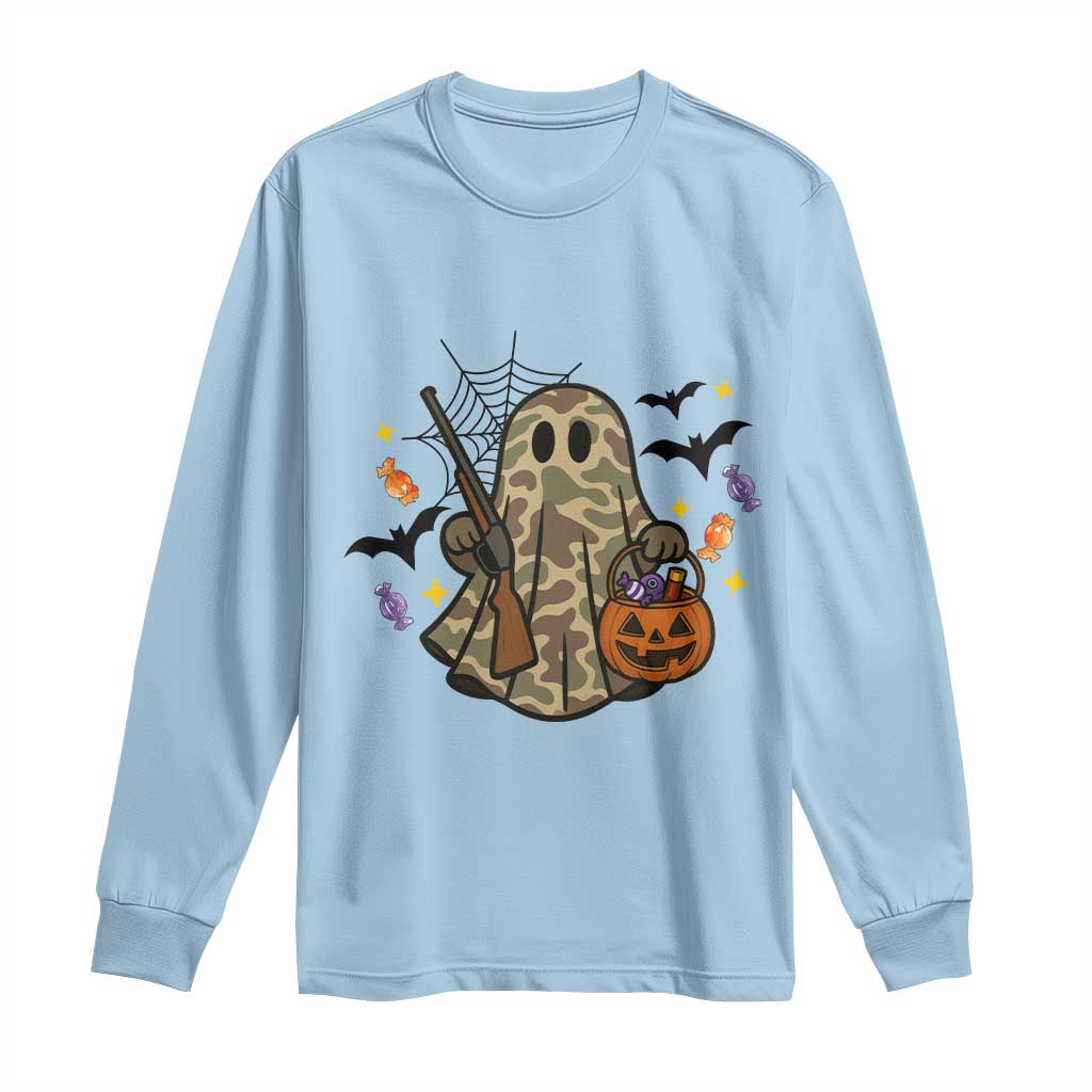 Funny Camo Hunter Halloween Ghost Costume Long Sleeve Shirt TS12 Light Blue Print Your Wear