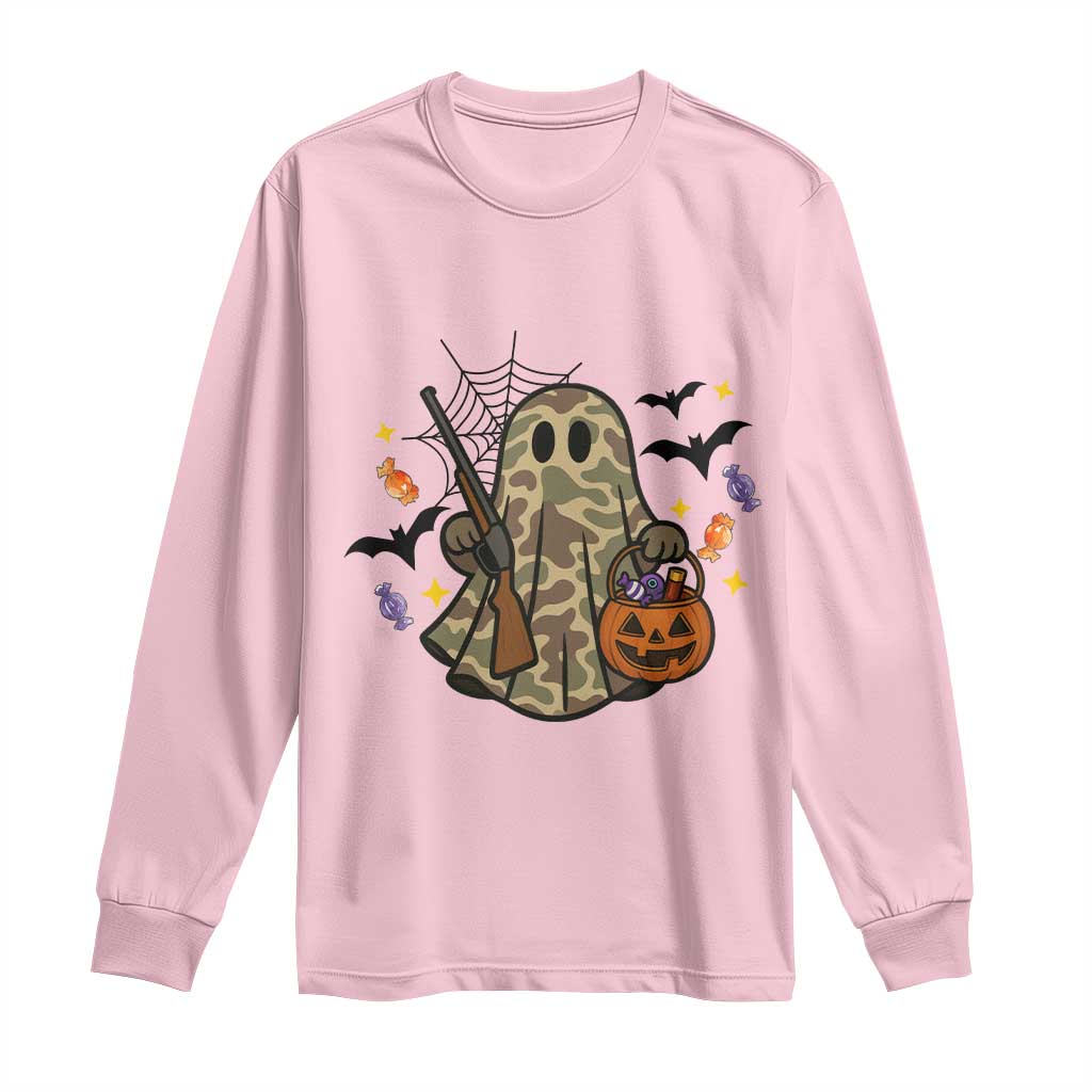 Funny Camo Hunter Halloween Ghost Costume Long Sleeve Shirt TS12 Light Pink Print Your Wear
