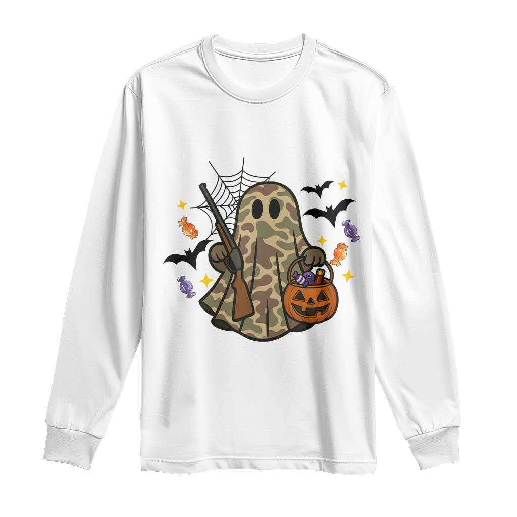 Funny Camo Hunter Halloween Ghost Costume Long Sleeve Shirt TS12 White Print Your Wear