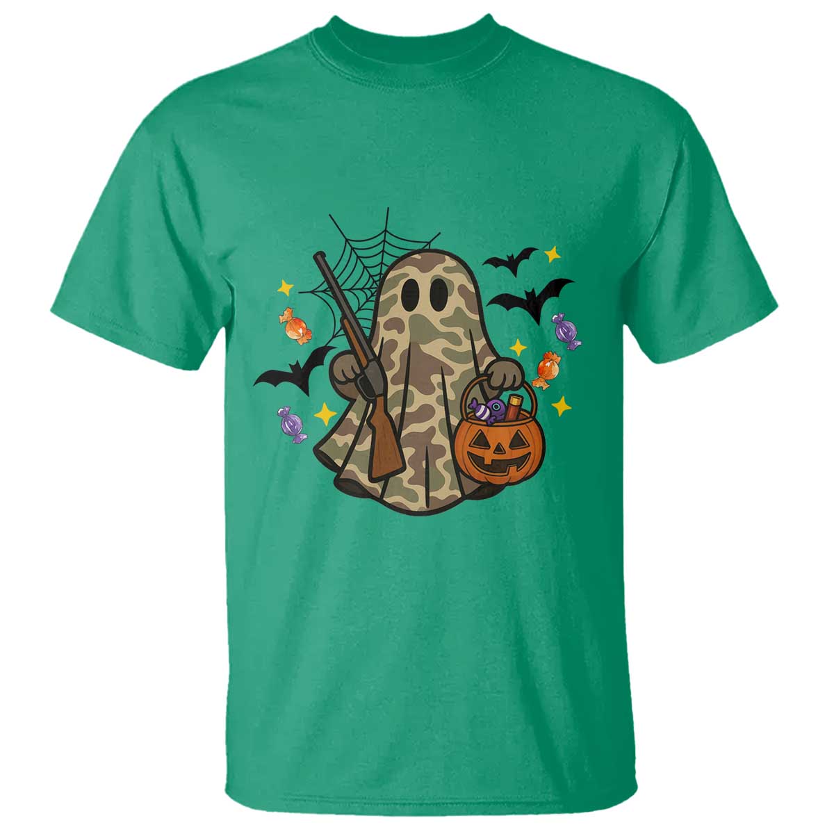 Funny Camo Hunter Halloween Ghost Costume T Shirt TS12 Irish Green Print Your Wear