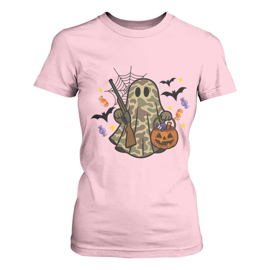 Funny Camo Hunter Halloween Ghost Costume T Shirt For Women TS12 Light Pink Print Your Wear