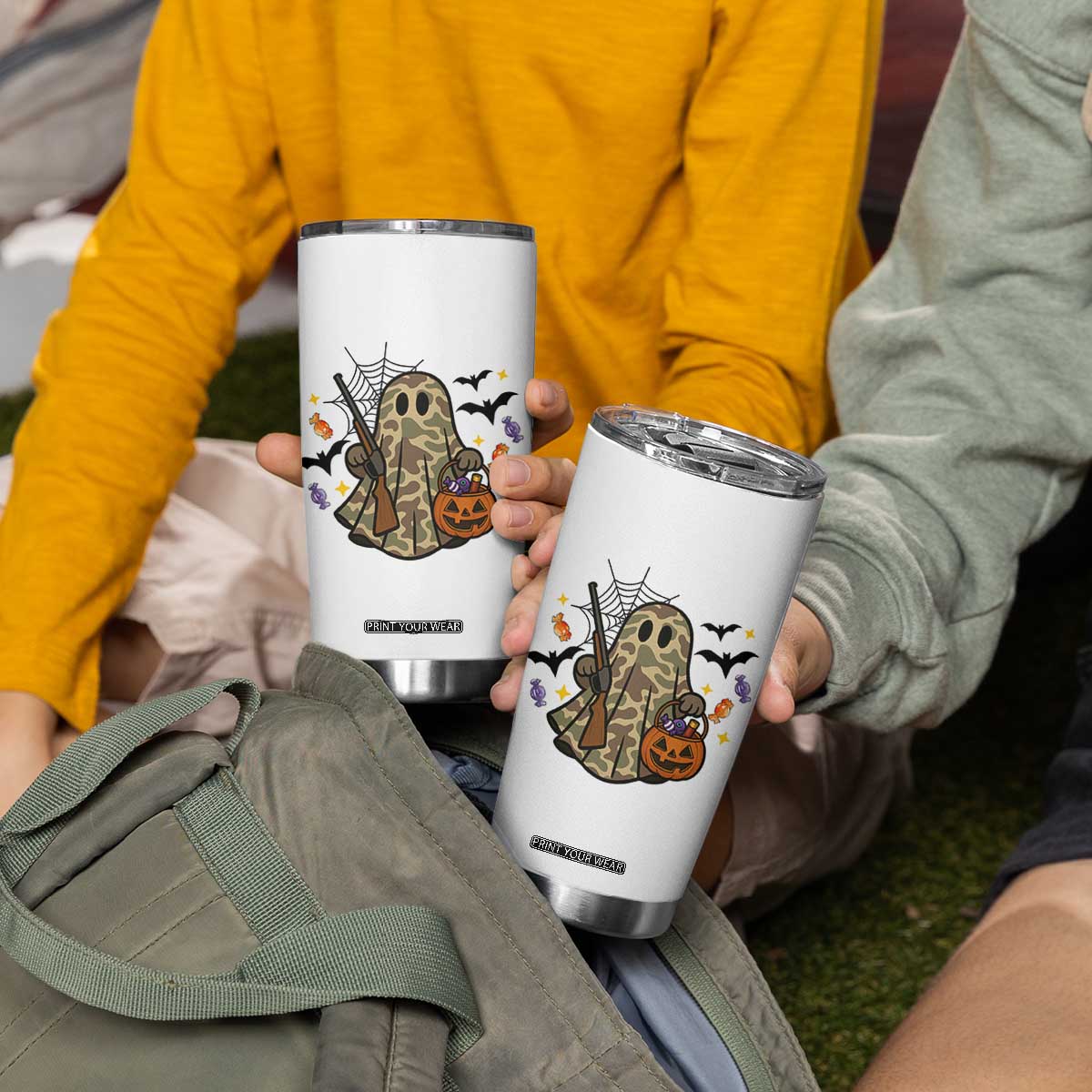 Funny Camo Hunter Halloween Ghost Costume Tumbler Cup TS12 Print Your Wear