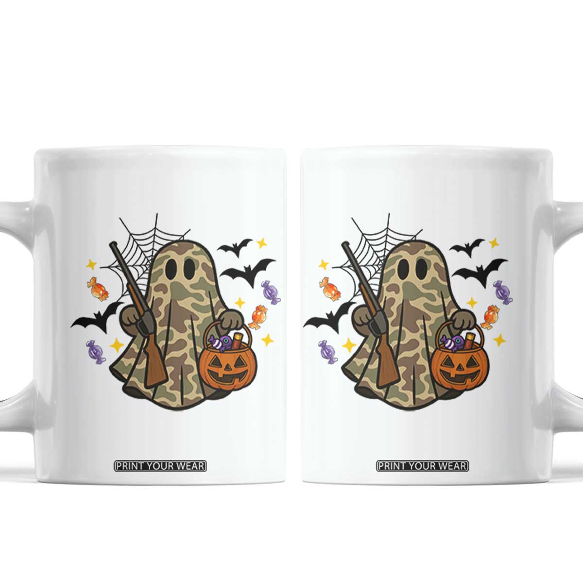 Funny Camo Hunter Halloween Ghost Costume Coffee Mug TS12 White Print Your Wear