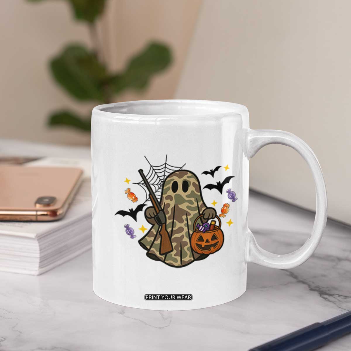 Funny Camo Hunter Halloween Ghost Costume Coffee Mug TS12 Print Your Wear