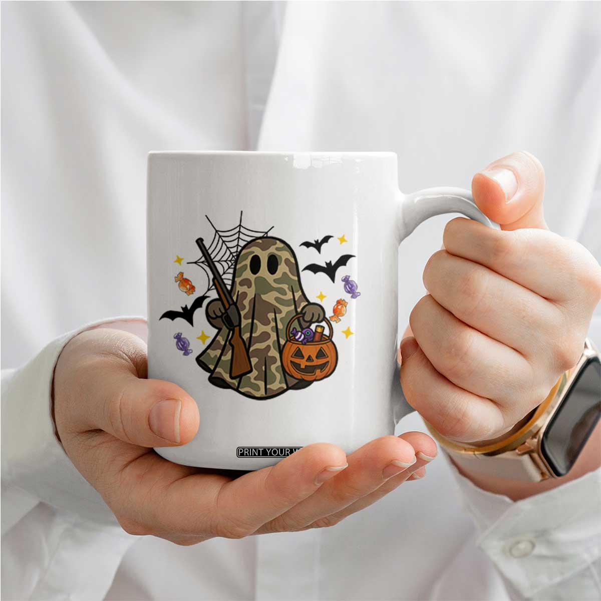 Funny Camo Hunter Halloween Ghost Costume Coffee Mug TS12 Print Your Wear