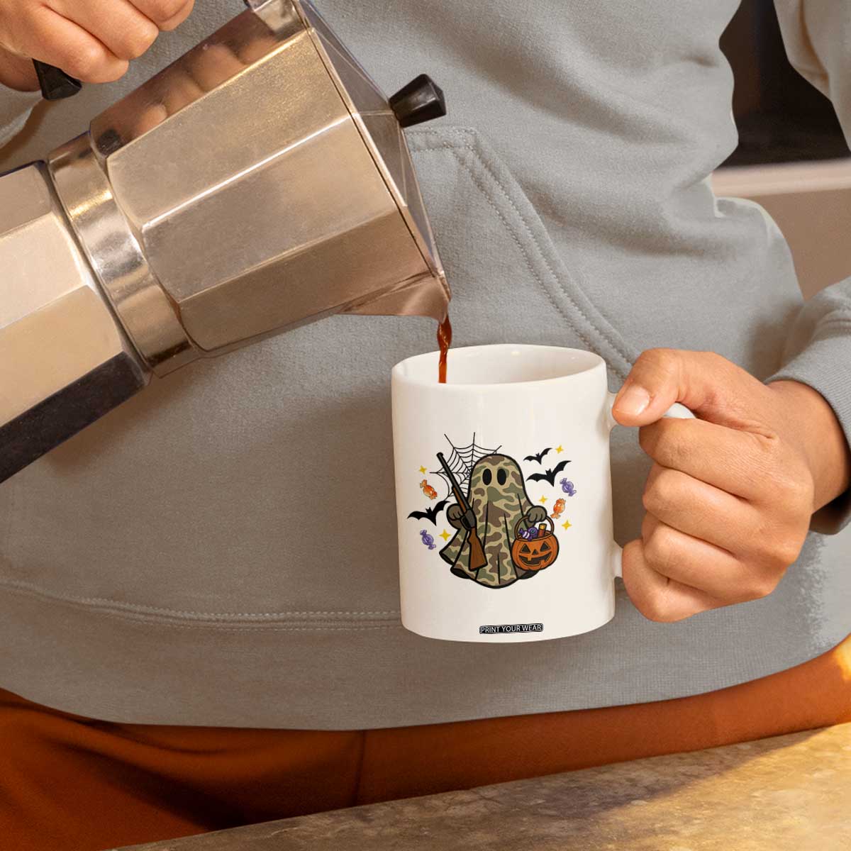 Funny Camo Hunter Halloween Ghost Costume Coffee Mug TS12 Print Your Wear