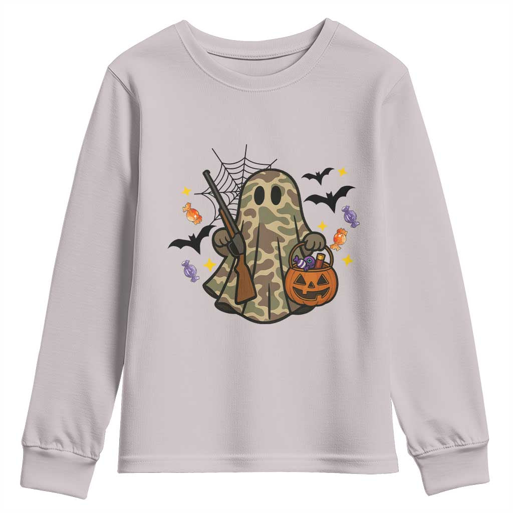 Funny Camo Hunter Halloween Ghost Costume Youth Sweatshirt TS12 Ice Gray Print Your Wear