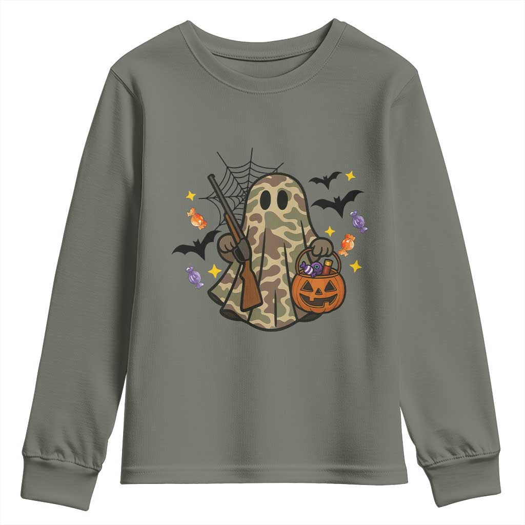 Funny Camo Hunter Halloween Ghost Costume Youth Sweatshirt TS12 Military Green Print Your Wear
