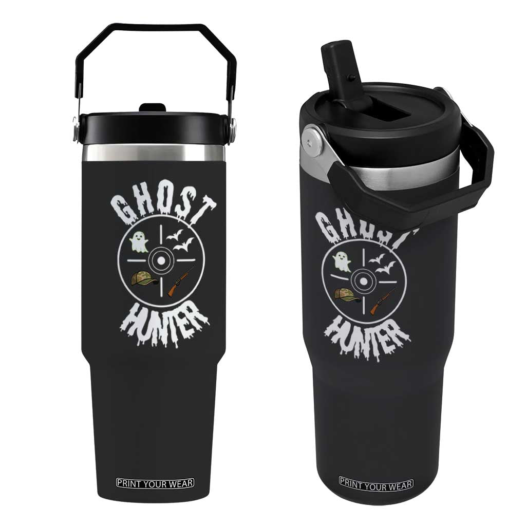 Funny Halloween Ghost Hunter Flip Straw Tumbler Trick Or Treat Costume TS12 One Size: 30 oz Black Print Your Wear