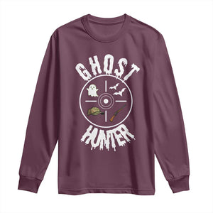 Funny Halloween Ghost Hunter Long Sleeve Shirt Trick Or Treat Costume TS12 Maroon Print Your Wear