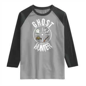 Funny Halloween Ghost Hunter Raglan Shirt Trick Or Treat Costume TS12 Sport Gray Black Print Your Wear