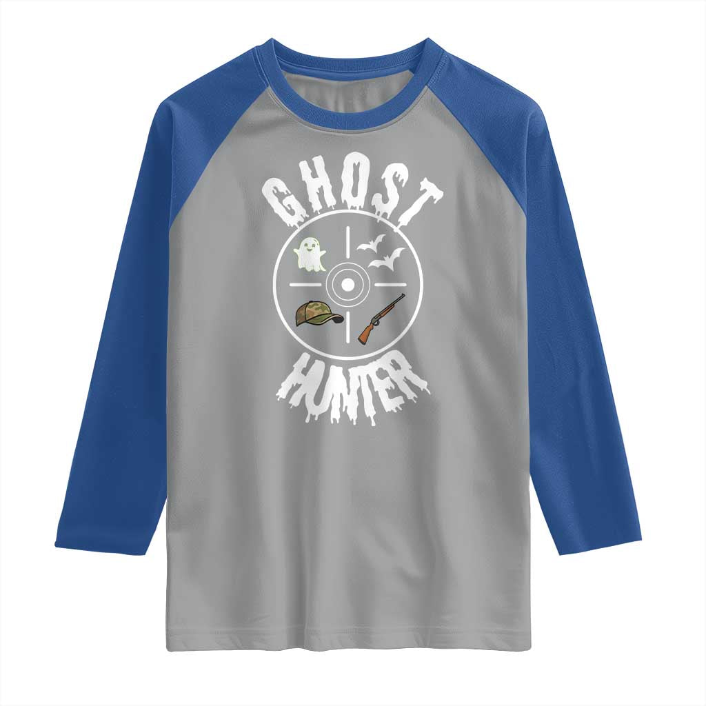 Funny Halloween Ghost Hunter Raglan Shirt Trick Or Treat Costume TS12 Sport Gray Royal Print Your Wear