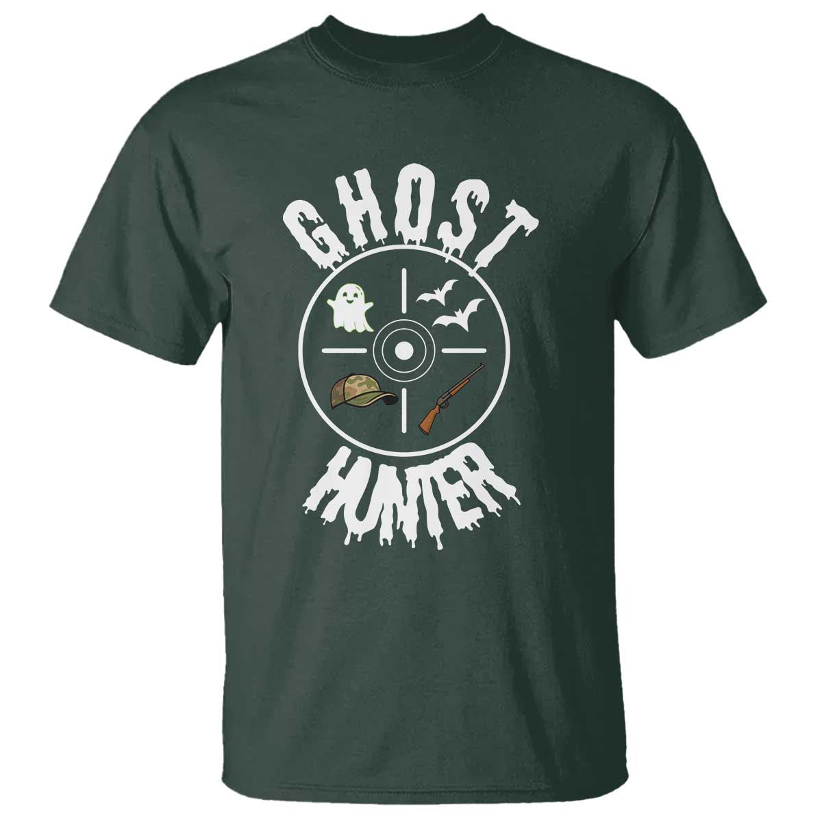 Funny Halloween Ghost Hunter T Shirt Trick Or Treat Costume TS12 Dark Forest Green Print Your Wear