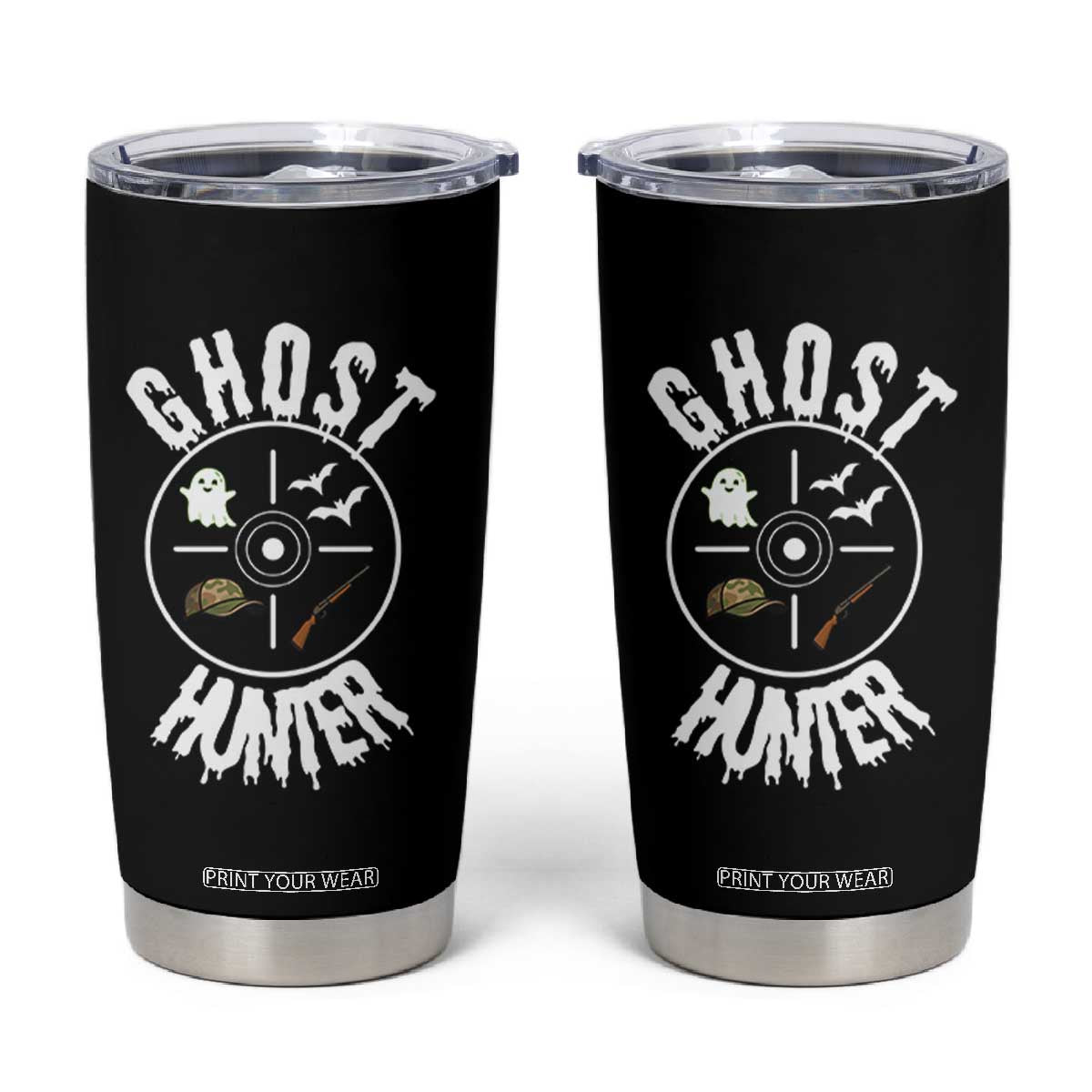 Funny Halloween Ghost Hunter Tumbler Cup Trick Or Treat Costume TS12 Black Print Your Wear
