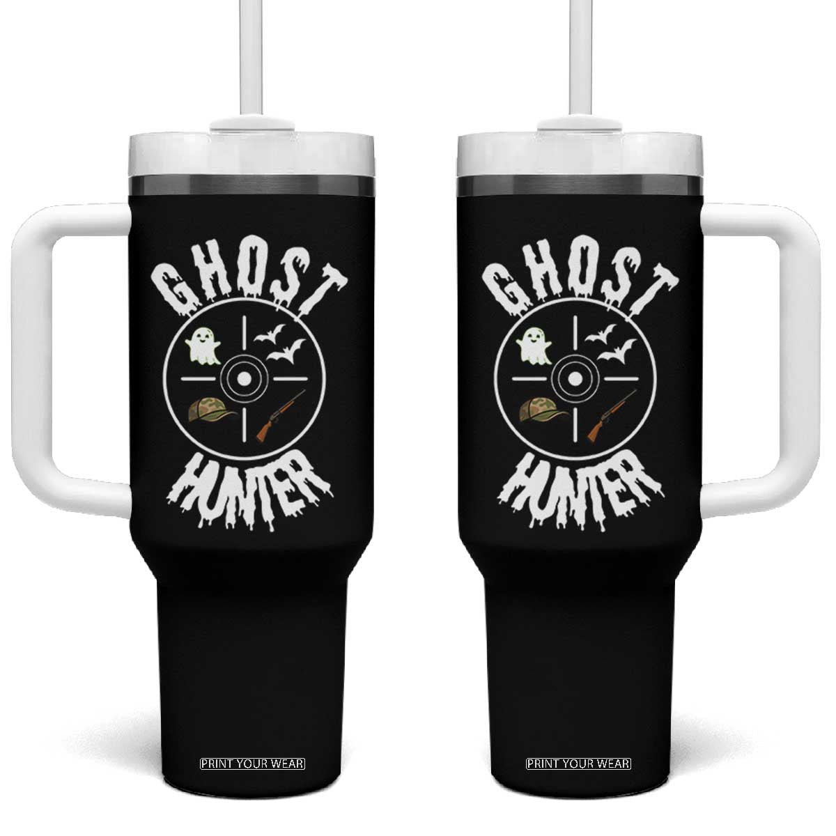 Funny Halloween Ghost Hunter Tumbler With Handle Trick Or Treat Costume TS12 One Size: 40 oz Black Print Your Wear