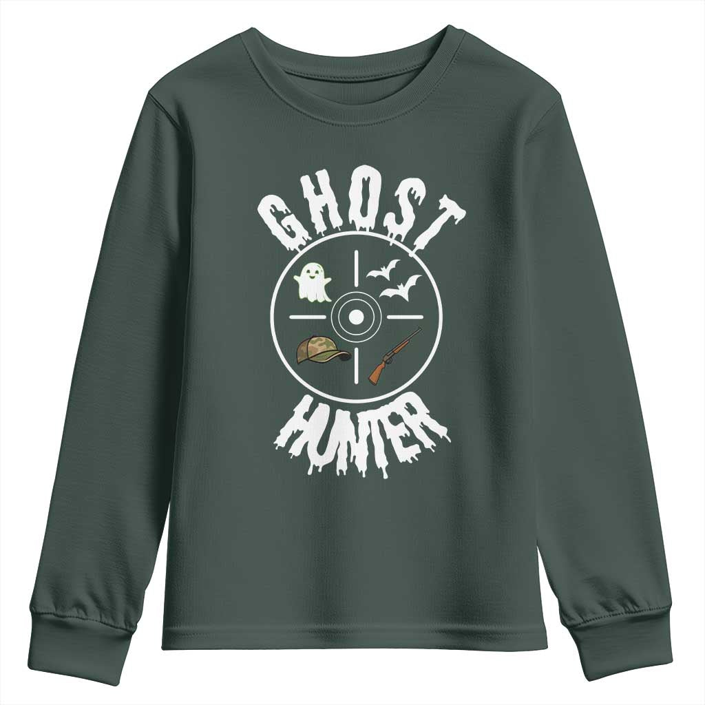 Funny Halloween Ghost Hunter Youth Sweatshirt Trick Or Treat Costume TS12 Dark Forest Green Print Your Wear